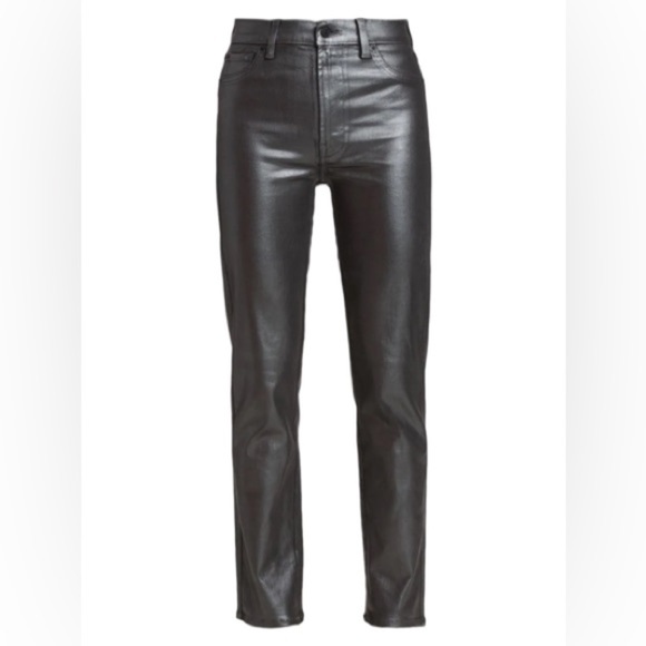 NWT 7 For All Mankind High Waist Straight Jeans in Coated Pewter Size 28 - Picture 1 of 15